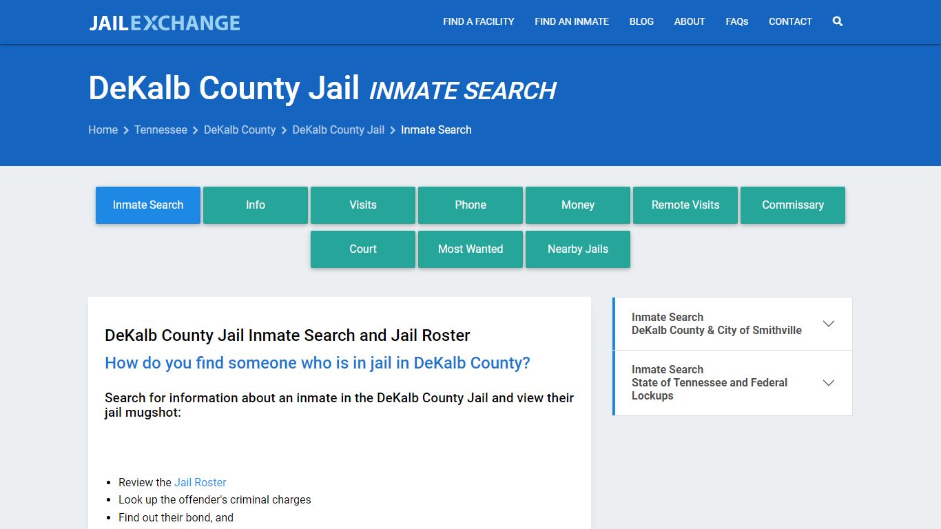 Inmate Search: Roster & Mugshots - DeKalb County Jail, TN